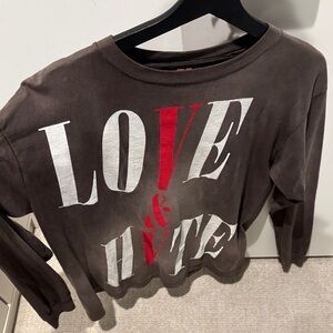 Graphic Long Sleeve Shirt with Love & Hate Print